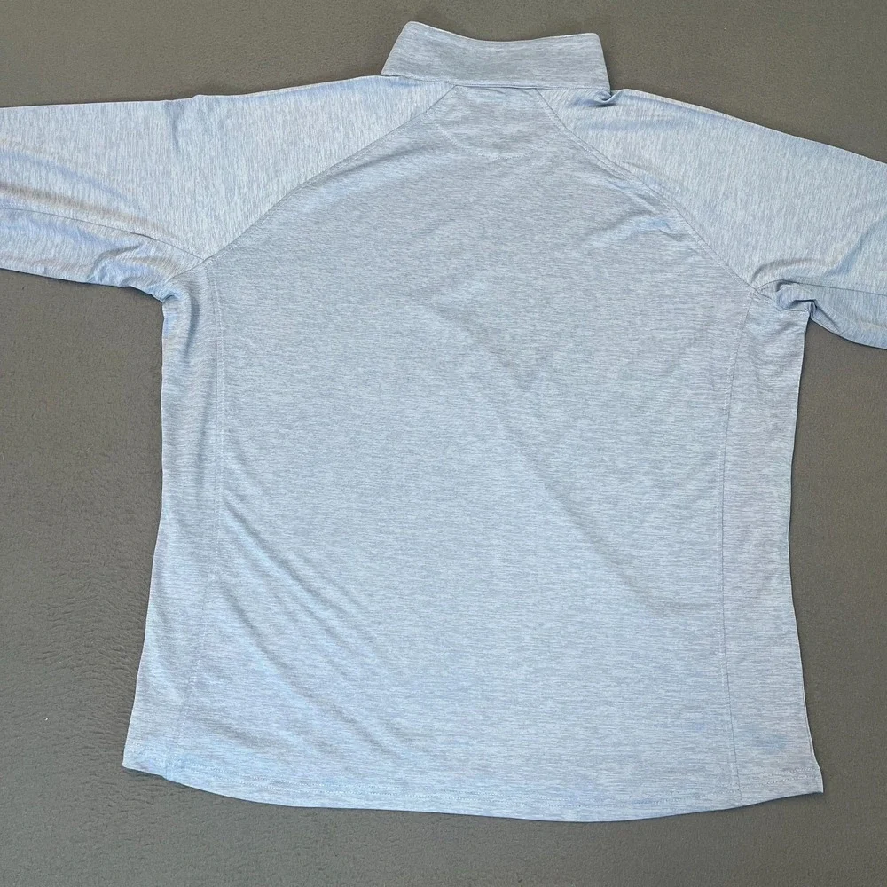Unbranded Mens Size Large 1/4 Zip Pullover Blue Golf‎ Logo Stretch Mock Neck
